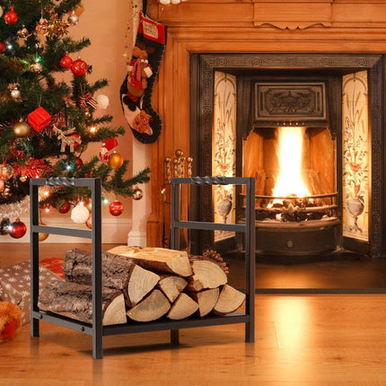 Firewood rack, firewood rack, metal firewood rack, log rack with base and handles
