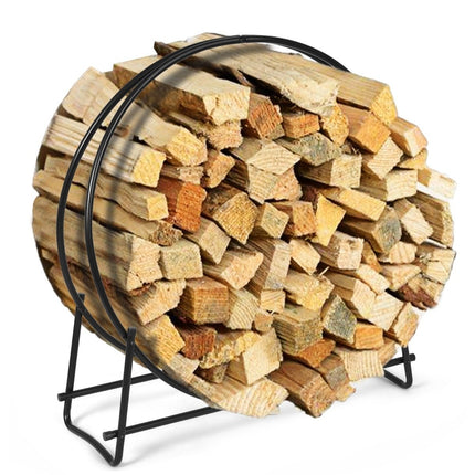 Firewood rack, pipe wood circle, firewood storage stand, easy to assemble, black