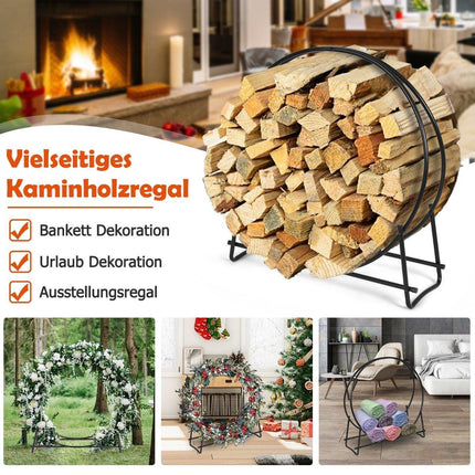 Firewood rack, pipe wood circle, firewood storage stand, easy to assemble, black