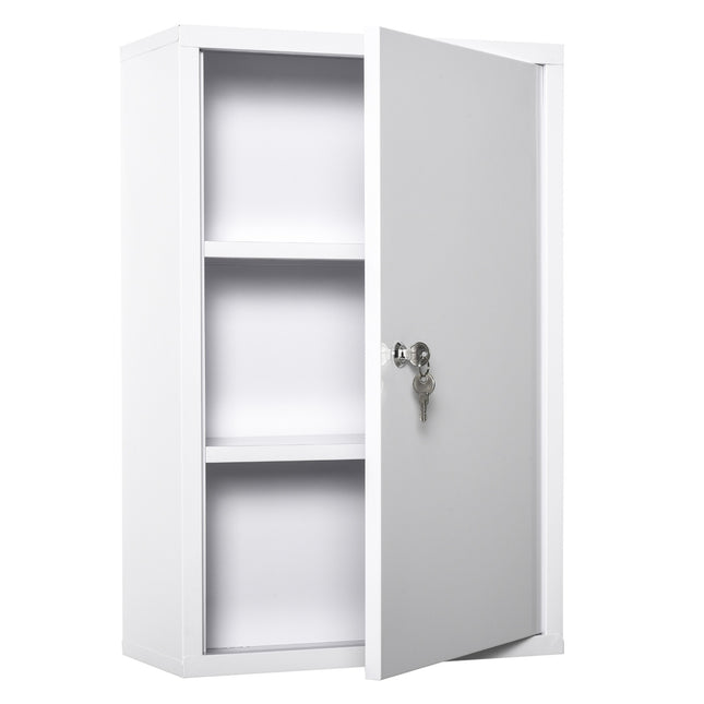 Lockable First Aid cabinet in steel, 3 compartments, 40x60 Cm