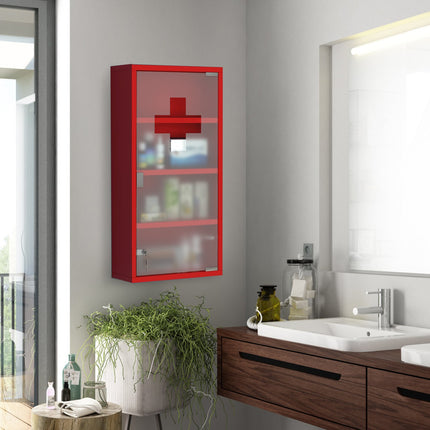 First aid medicine cabinet with lock, stainless steel