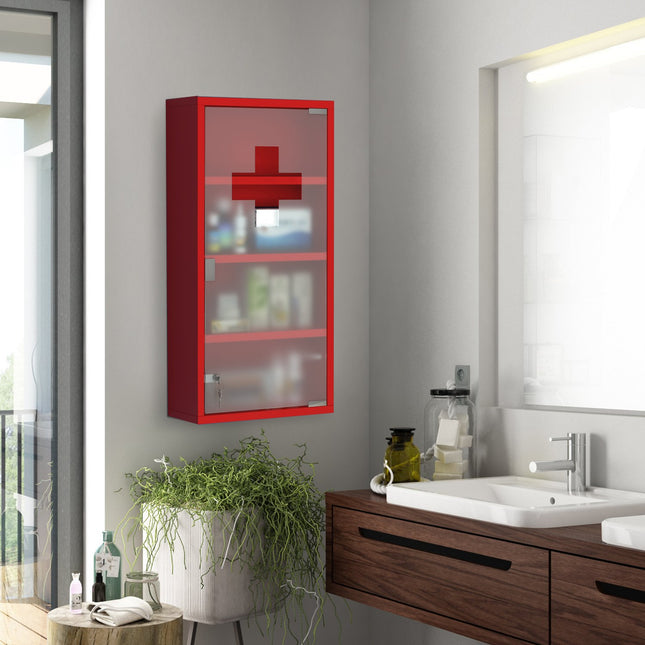 First aid medicine cabinet with lock, stainless steel