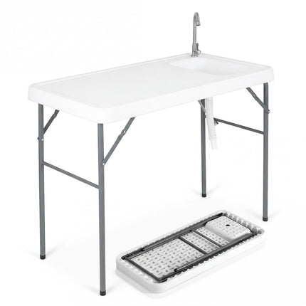 Fish Cleaning Table, Folding Sink and Faucet, 114 cm