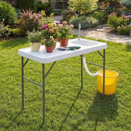 Fish Cleaning Table, Folding Sink and Faucet, 114 cm