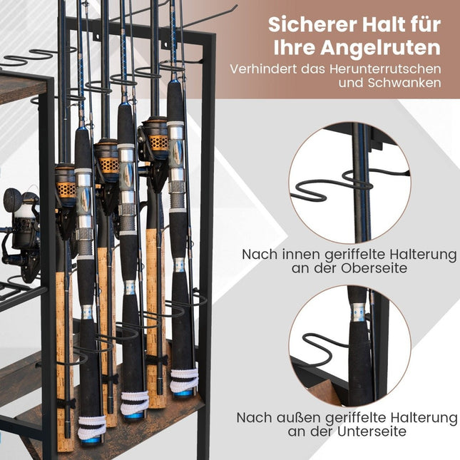 Fishing rod holder with lockable universal wheels, tackle trolley, fishing equipment organiser