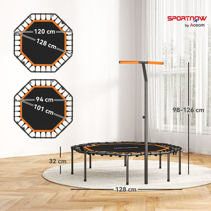 Fitness Trampoline, Adjustable Handle, Indoor, Steel, Orange