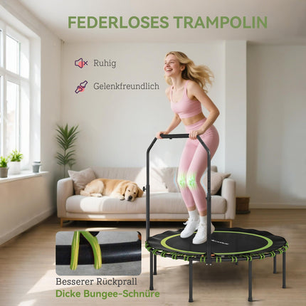 Fitness Trampoline with Adjustable Handle, Indoor/Outdoor, Green