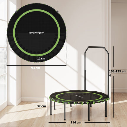 Fitness Trampoline with Adjustable Handle, Indoor/Outdoor, Green