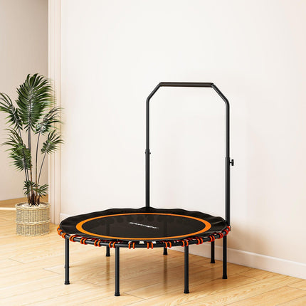 Fitness Trampoline with Adjustable Handle, Indoor/Outdoor, Orange