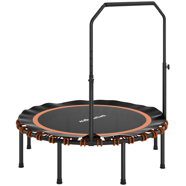 Fitness Trampoline with Adjustable Handle, Indoor/Outdoor, Steel/Plastic, Orange