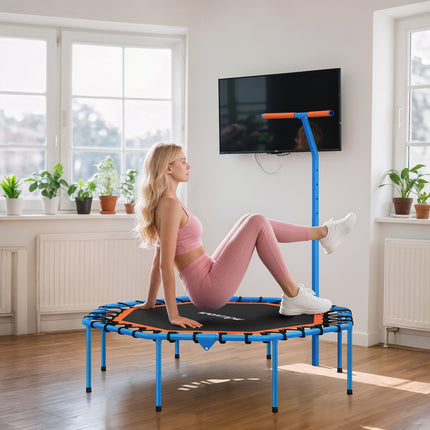 Fitness Trampoline with Adjustable Handle, Steel, Indoor Use