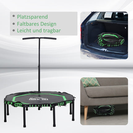 Fitness trampoline with adjustable handle for indoor and outdoor use