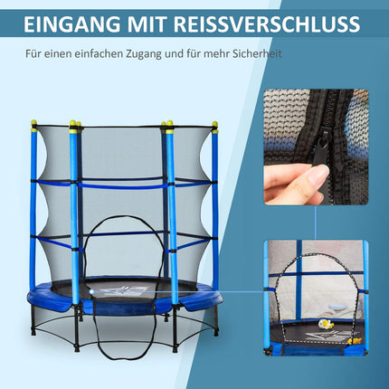 Fitness trampoline for children with safety net, Ø140 cm, 45 kg Limit