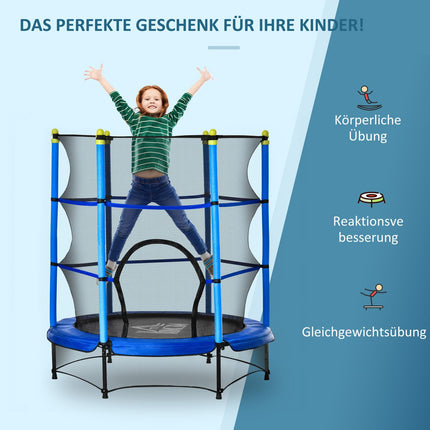 Fitness trampoline for children with safety net, Ø140 cm, 45 kg Limit