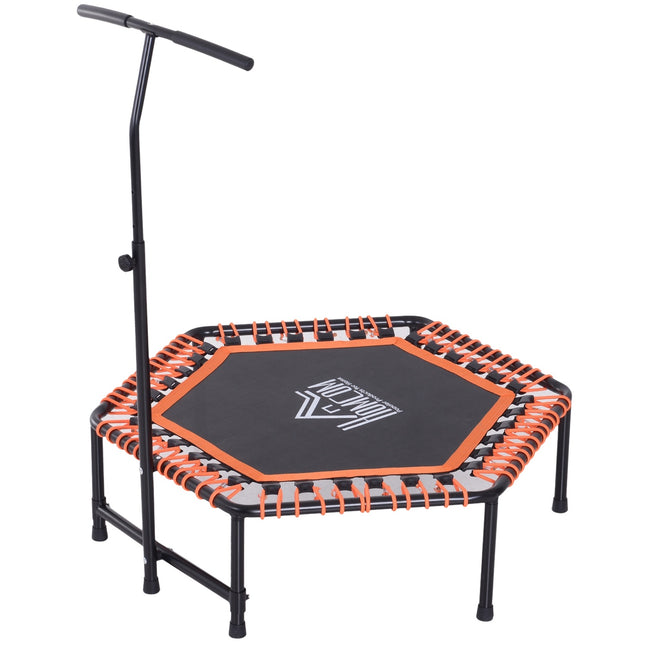 Fitness trampoline for yoga, steel frame, black and orange