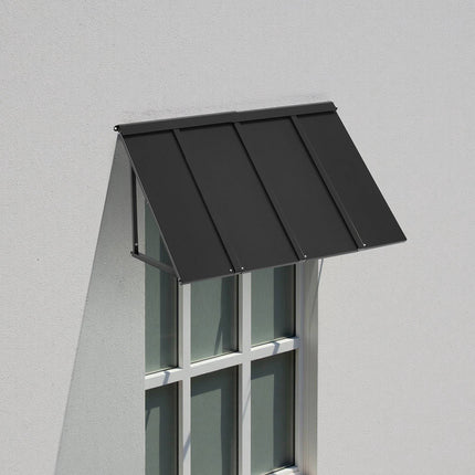 Fixed Metal Door Awning 44x24 In, Steel Frame Canopy