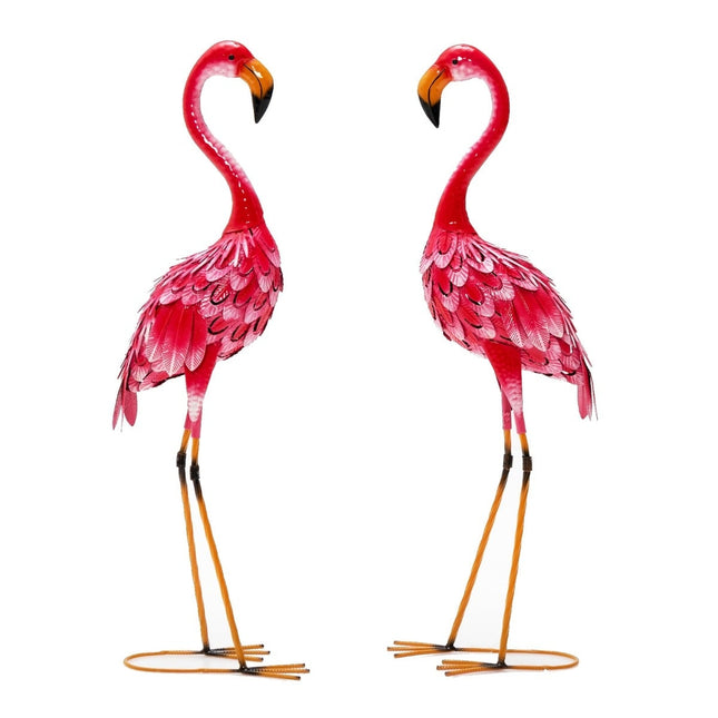 Flamingo Garden Statues Set, Metal, 2 Pieces, 89 cm