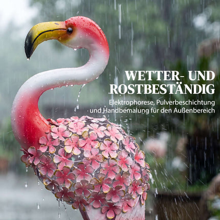Flamingo Garden Statues Set of 2, Metal Birds with Anchors