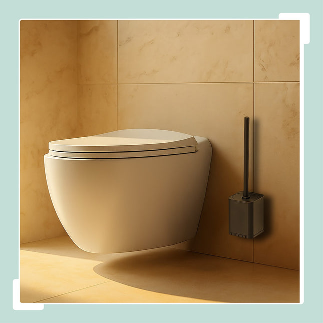 Flat Toilet Brush with Wall-Mounted Holder