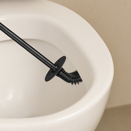 Flat Toilet Brush with Wall-Mounted Holder