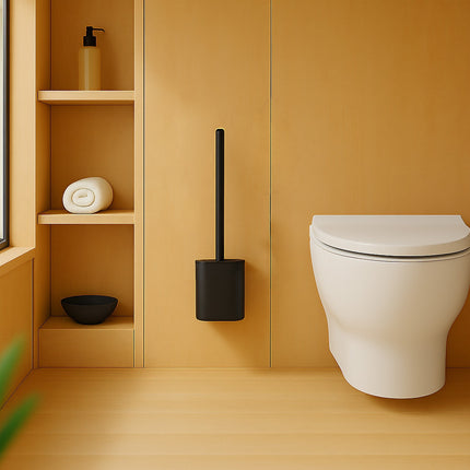Flat Toilet Brush with Wall-Mounted Holder