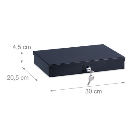 Flat cash box with 2 keys