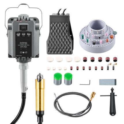 Flex Shaft Rotary Tool 1200W 30000 RPM, Foot Pedal, 112-Pc Kit