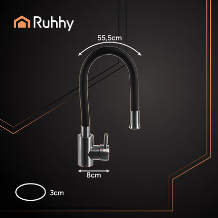 Flexible Spout Kitchen Faucet - Stainless Steel