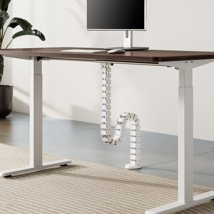 Flexible vertical cable channel for sit/stand desks White