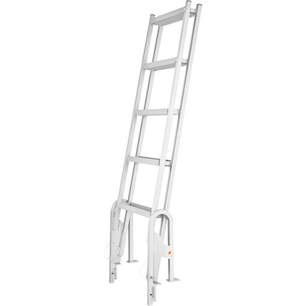 Flip-Up Dock Ladder, 5-Step Aluminum, 350 lb, Non-Slip