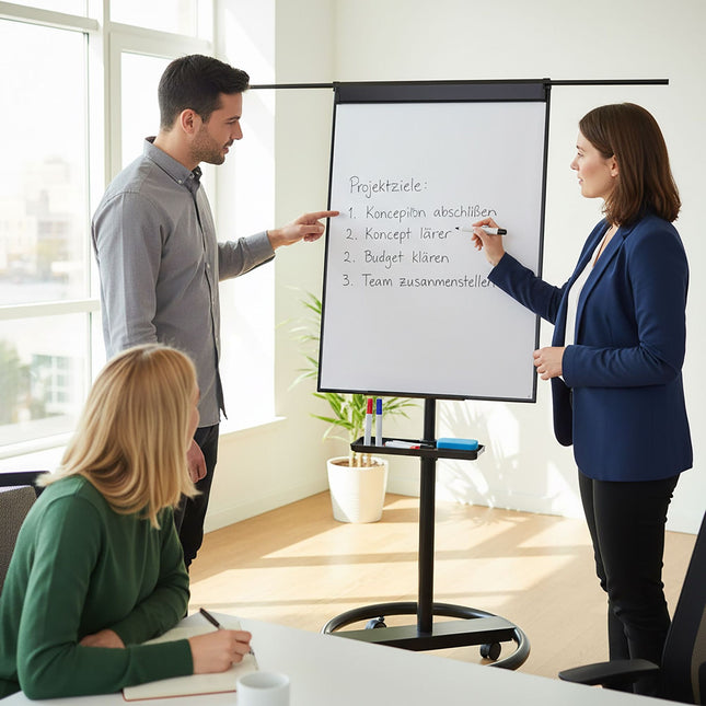 Flipchart Whiteboard, Magnetic, 100x70 cm, Mobile Stand