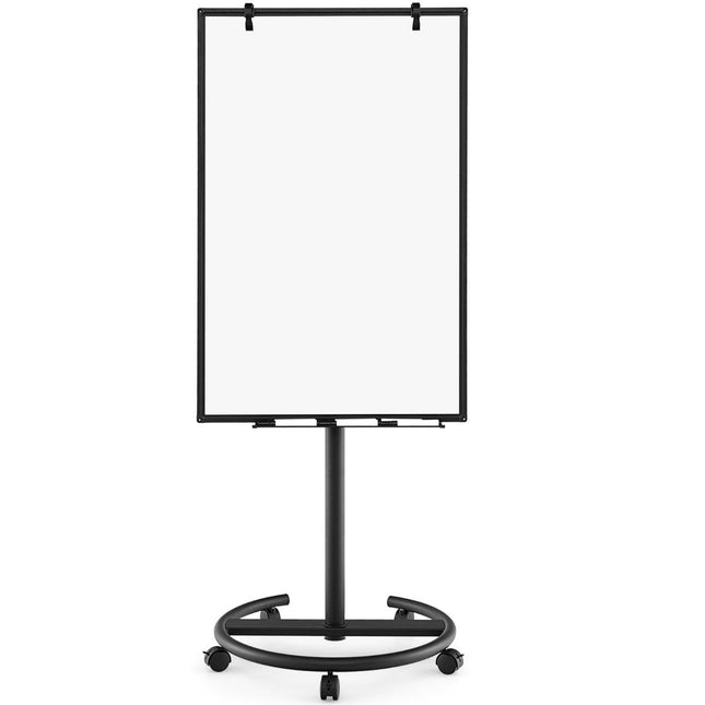 Flipchart stand on wheels with magnets and markers, whiteboard, height adjustable up to 192 cm