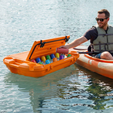 Floating Cooler 40 Qt, Tow Rope, Dry Storage, Orange