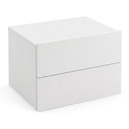 Floating Nightstand with Storage Drawers – White