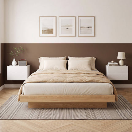 Floating Nightstand with Storage Drawers – White
