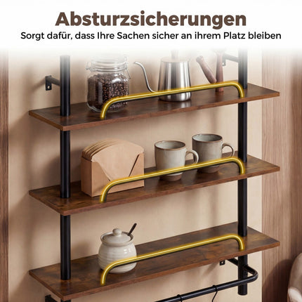 Floating Pipe Wall Shelf with 4 Hooks, 3-Tier, 80.5x24x97 cm