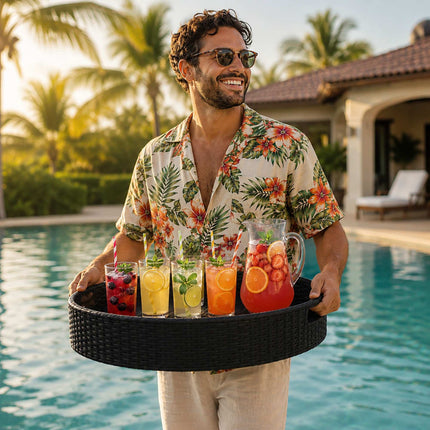 Floating Pool Tray – Black, 60 cm, Weatherproof Rattan