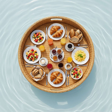 Floating Pool Tray, White, 80 cm, PE Rattan