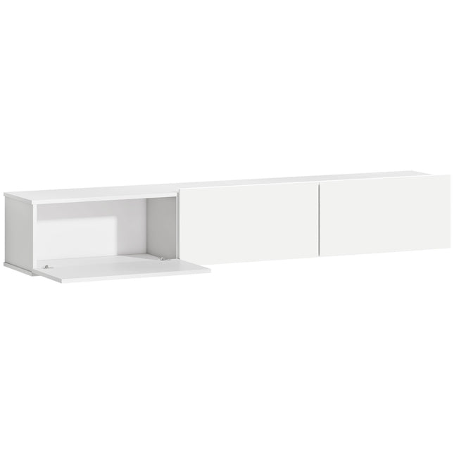 Floating TV Cabinet, Wall-Mount, 3 Drawers, 180 cm, White