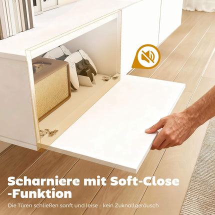 Floating TV Cabinet, Wall-Mount, 3 Drawers, 180 cm, White