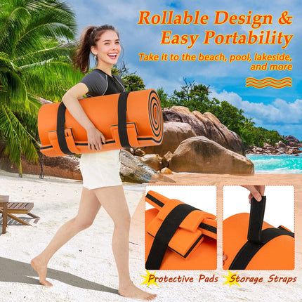 Floating Water Pad, 3-Layer XPE Foam, 83 x 26 in, Orange