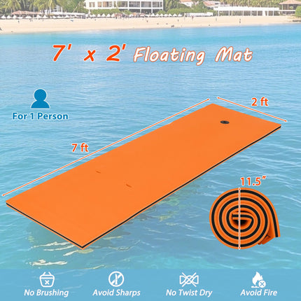 Floating Water Pad, 3-Layer XPE Foam, 83 x 26 in, Orange