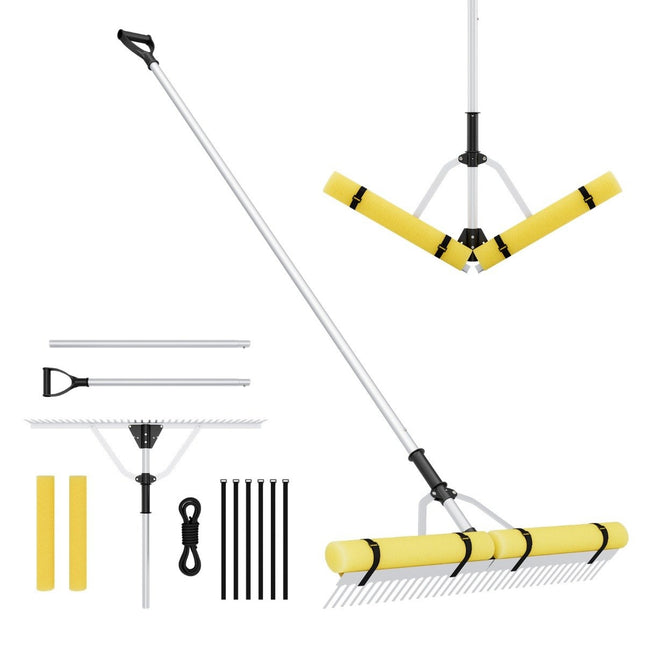 Floating weed lake rake with 92 cm rake head 92 x 12 x 156-230 cm