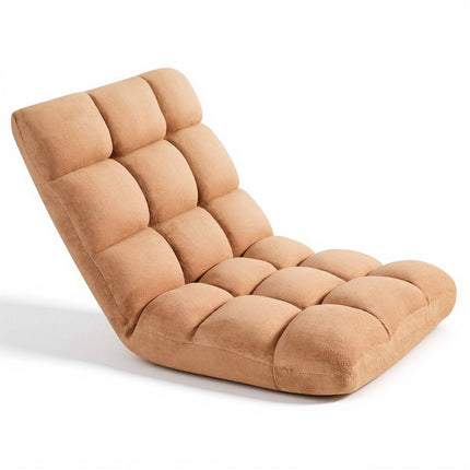 Floor Chair, 14-Position Folding Back Support, Brown