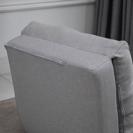 Adjustable folding floor chair and bed, linen gray pillow