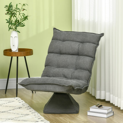 Adjustable gray floor chair - swivel, microfiber comfort