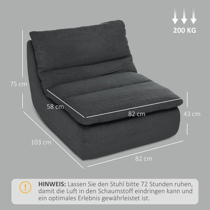 Gray floor chair - Ultra-High Density Foam, washable cover