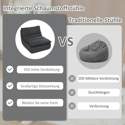 Gray floor chair - Ultra-High Density Foam, washable cover