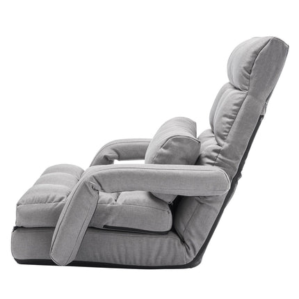 Floor Gaming Chair, 5-Position Adjustable, Folding, Gray