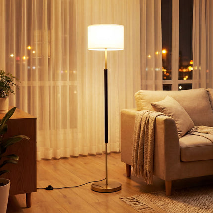 Floor Lamp 165 cm, Linen Shade, E27, Foot Switch